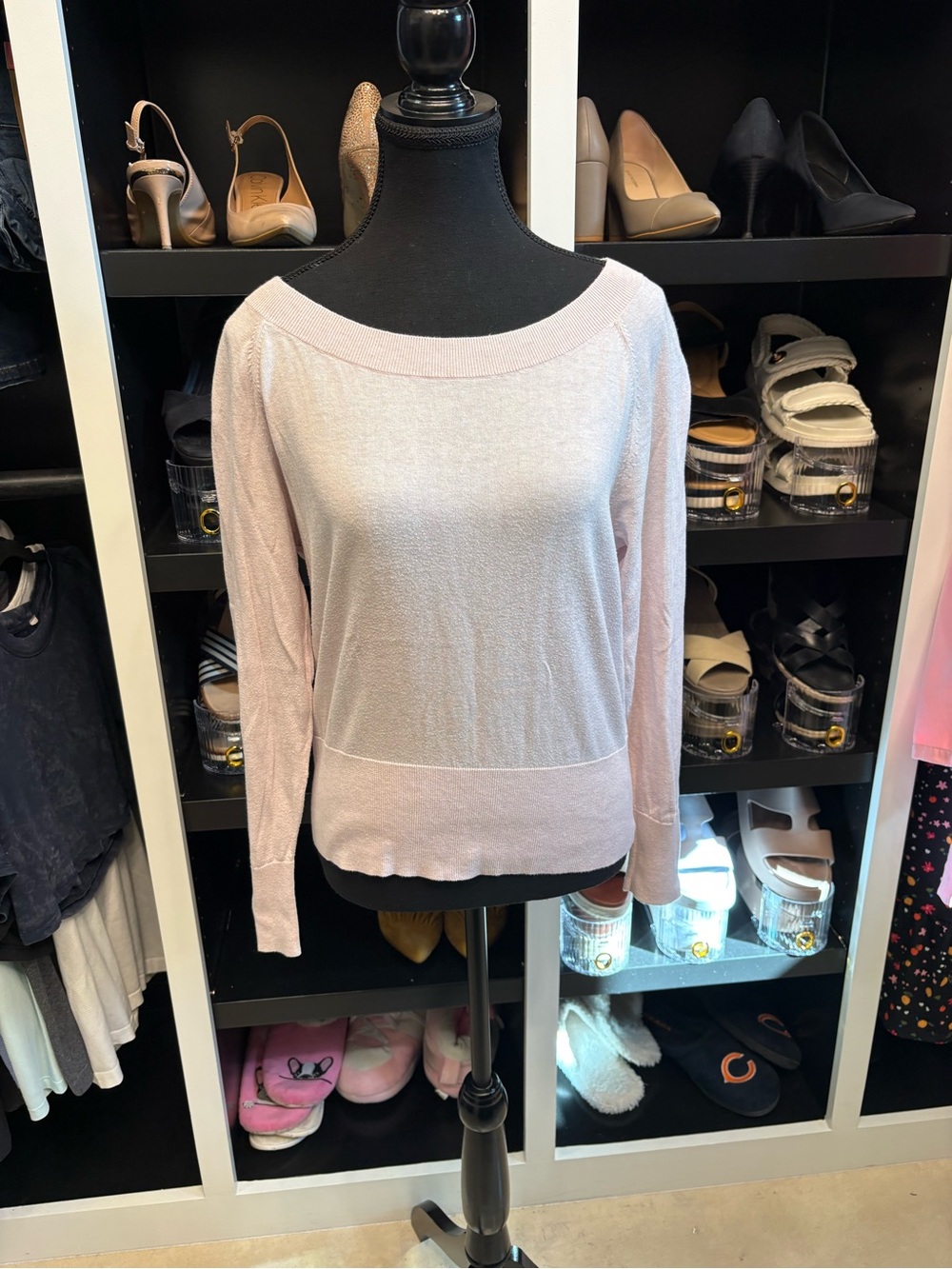 CAbi Light Pink Off-the-Shoulder Lightweight Sweater - Picture 2 of 9